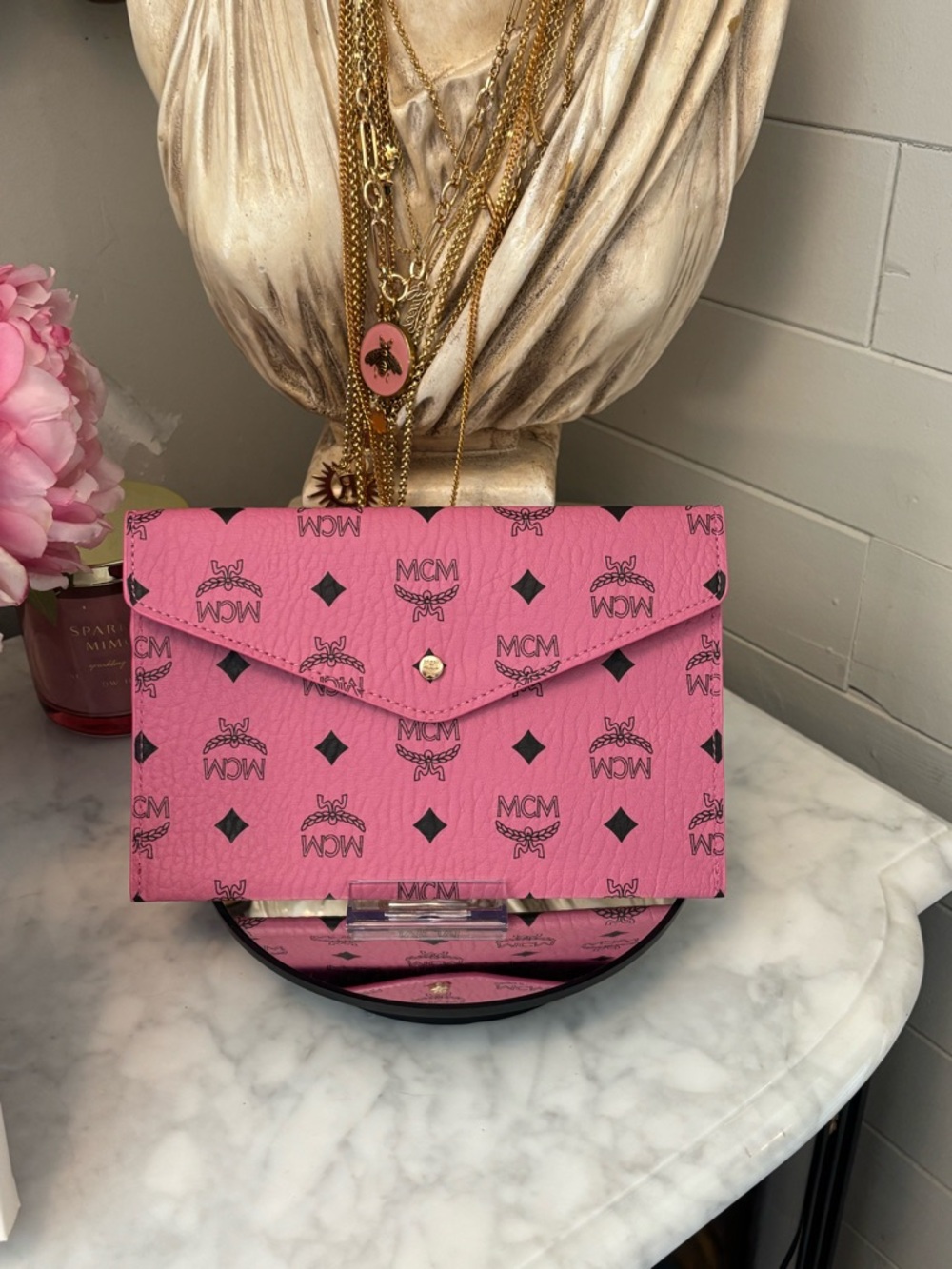 NIB MCM Women's snap envelope Clutch - Pink or Blue GWP - Picture 3 of 14